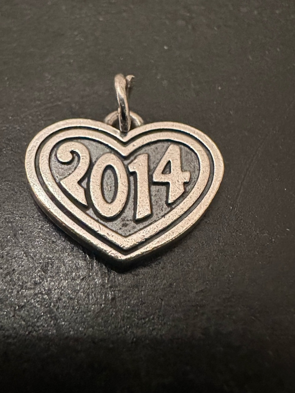 James Avery Retired Heart Year 2014 Charm Pendant in Sterling Silver 925